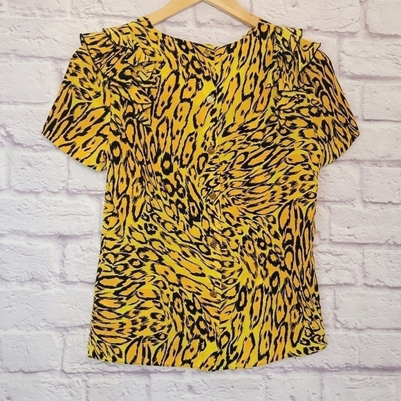 Juicy Couture Tops - Juicy Couture Silk Ruffle Shoulder Back Button-Up Top 0